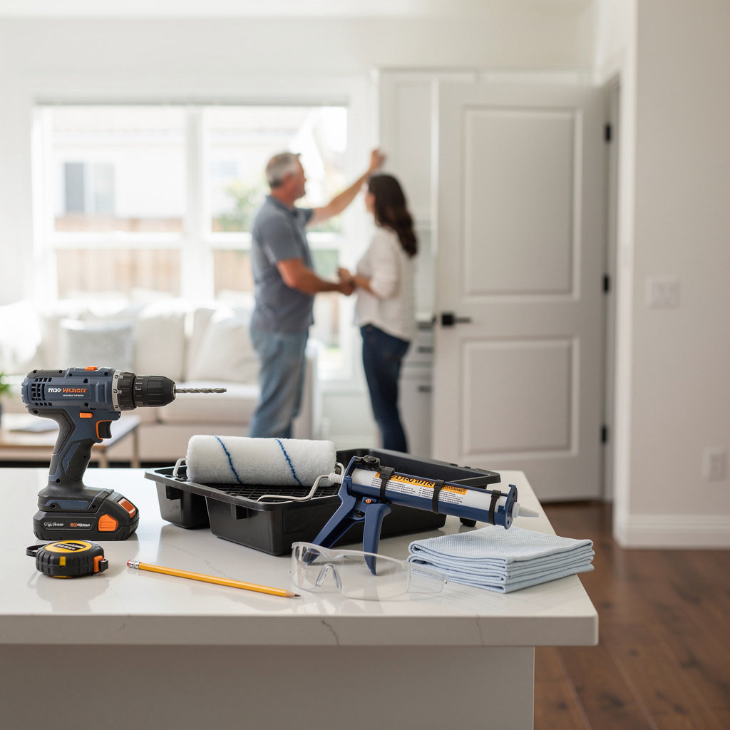 Manuel Ortiz Handyman Services expert performing cabinet painting and color matching in a Thousand Oaks home